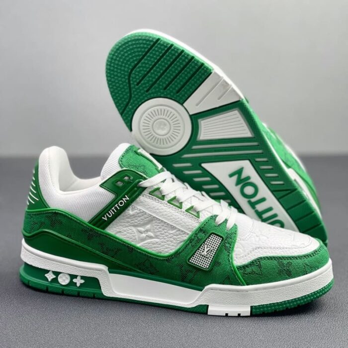 Louis Vuitton Trainer Green Monogram Denim White - Imagem 2