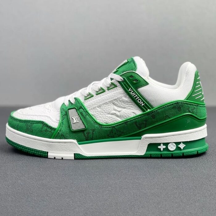 Louis Vuitton Trainer Green Monogram Denim White - Imagem 5