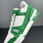 Louis Vuitton Trainer Green Monogram Denim White - Imagem 7